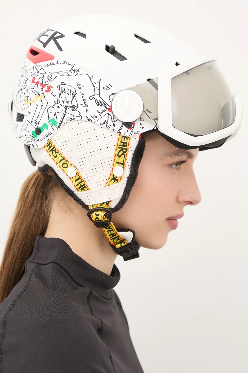 Rossignol cască de schi Allspeed Visor Impacts Photochromic x JCC culoarea alb, RKKH400