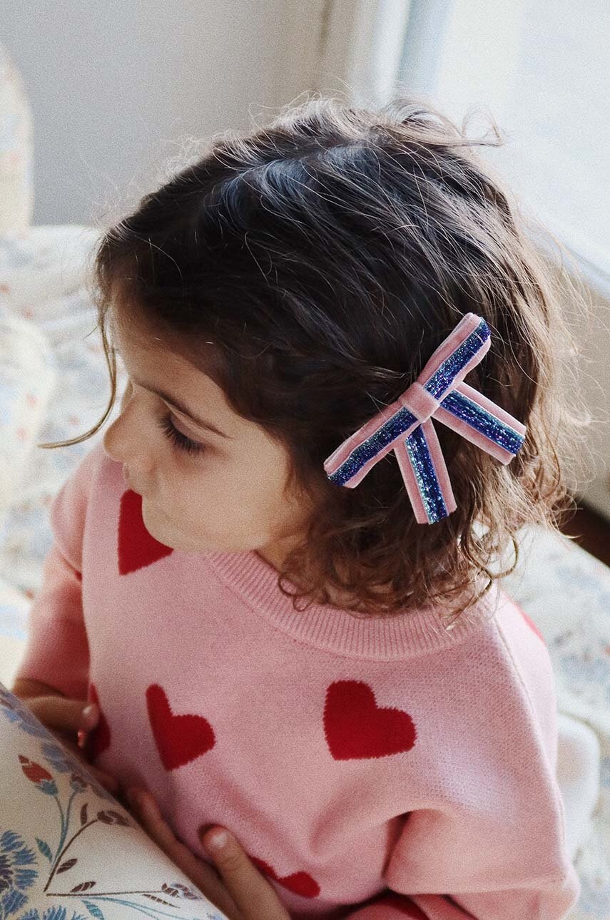 

Детски фиби за коса Konges Sløjd 2 PACK VELVET BOW HAIR CLIPS (2 броя) KS101785, Розов