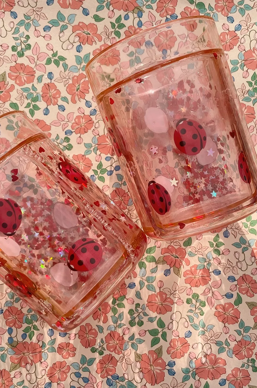 Otroški Vrč Konges Sløjd 2 PACK LADYBUG GLITTER CUPS 2-pack KS102202