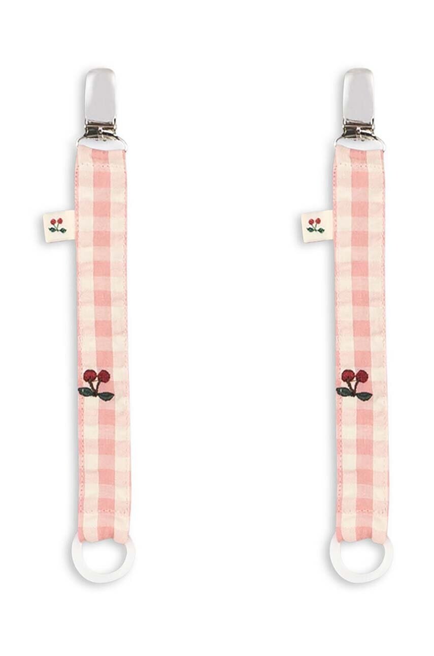 

Щипка за биберон Konges Sløjd 2 PACK PACIFIER STRAP (2 броя) KS101362, Розов