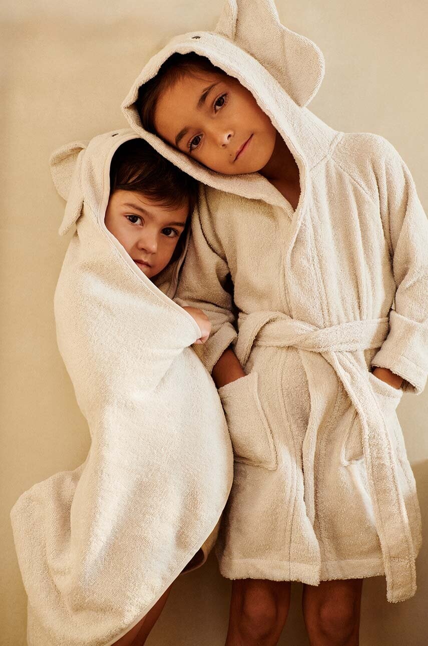 

Бебешка памучна кърпа Liewood Albert Elephant Hooded towel LW19623, Бежов