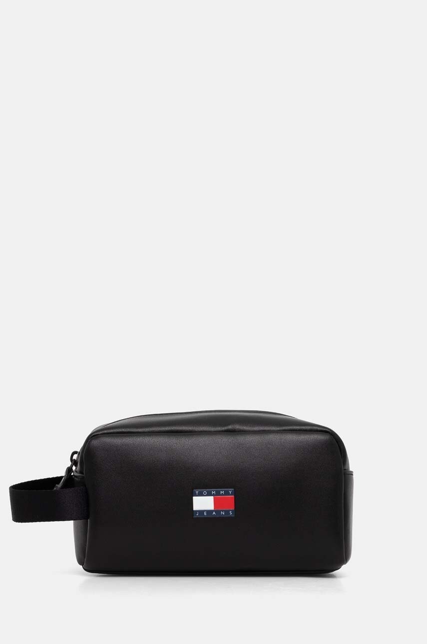 

Кожена козметична чанта Tommy Jeans в черно AM0AM12439, Черен
