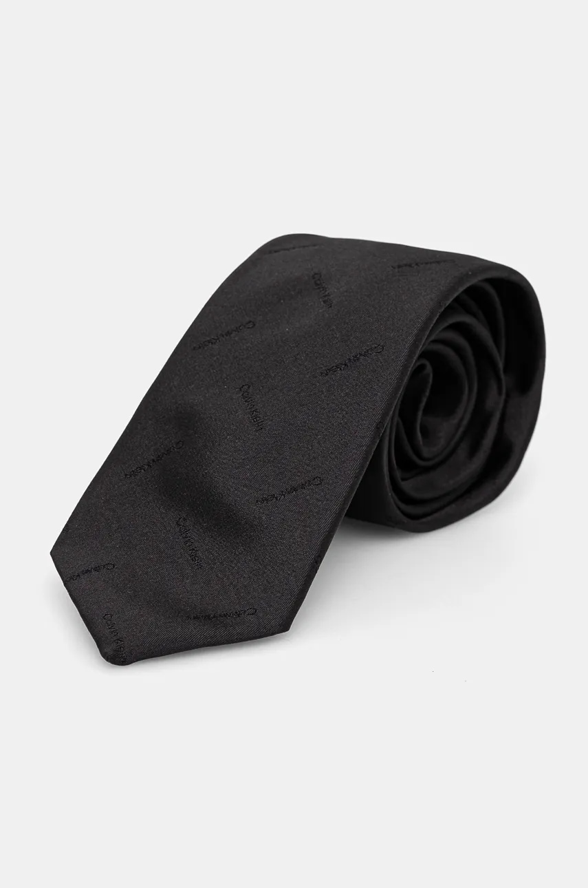Levně Hedvábná kravata Calvin Klein černá barva, K10K113500