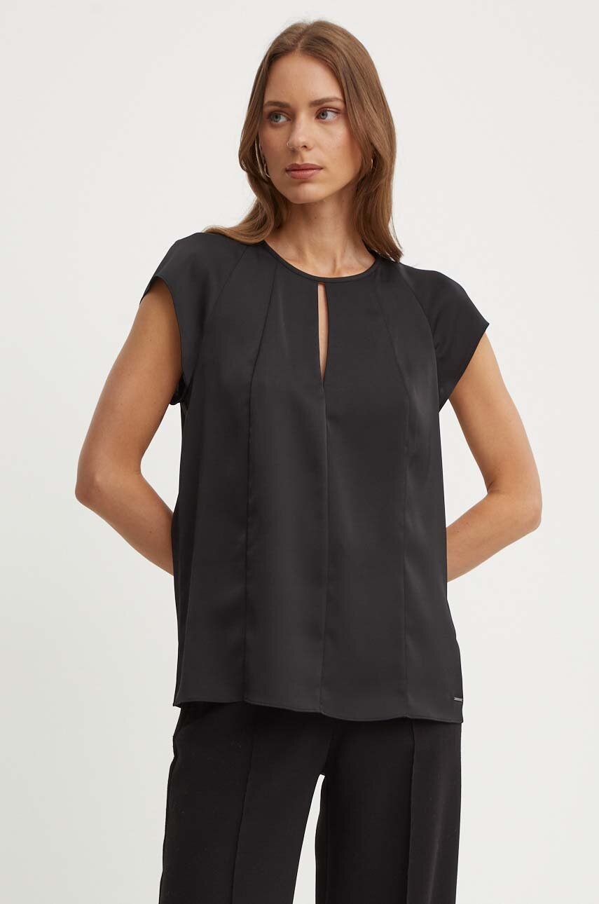 Levně Halenka Calvin Klein dámská, černá barva, hladká, K20K207161