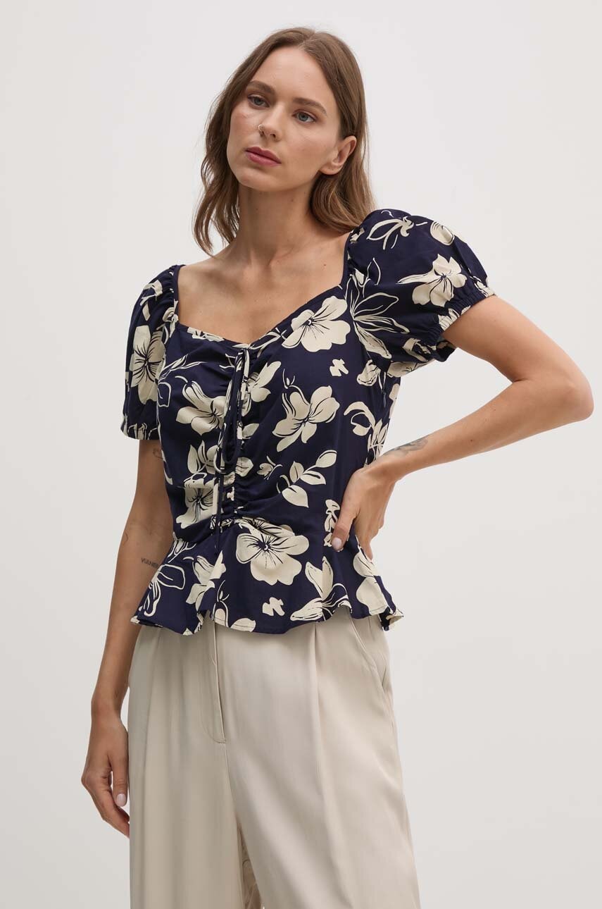Levně Bavlněná halenka Polo Ralph Lauren dámská, tmavomodrá barva, vzorovaná, 211935137