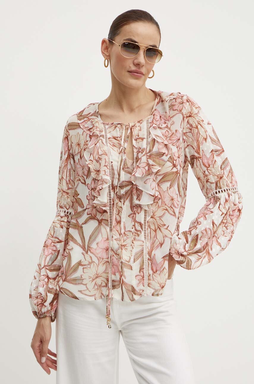 

Блуза Guess LAILA в бежово с десен W4YH42 WDW82, Бежов