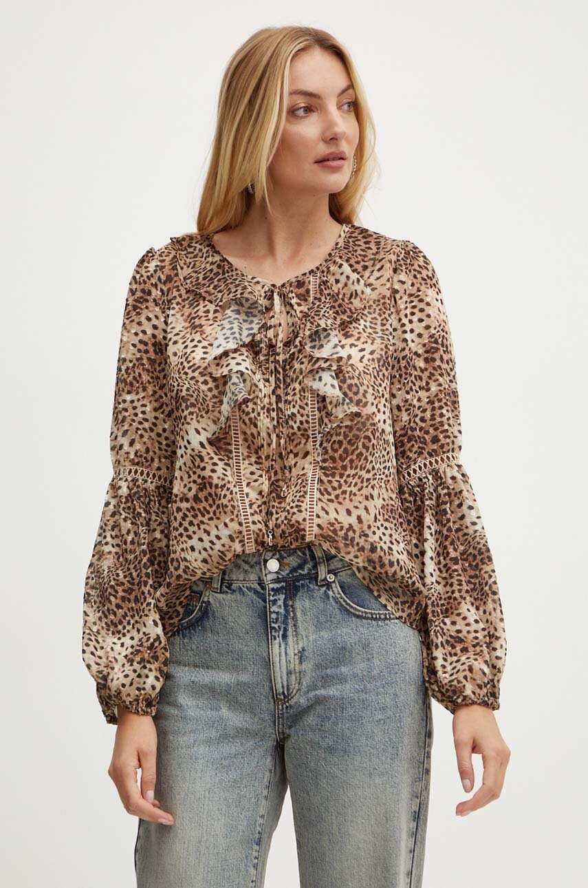 

Блуза Guess LAILA в кафяво с десен W4YH42 WDW82, Кафяв