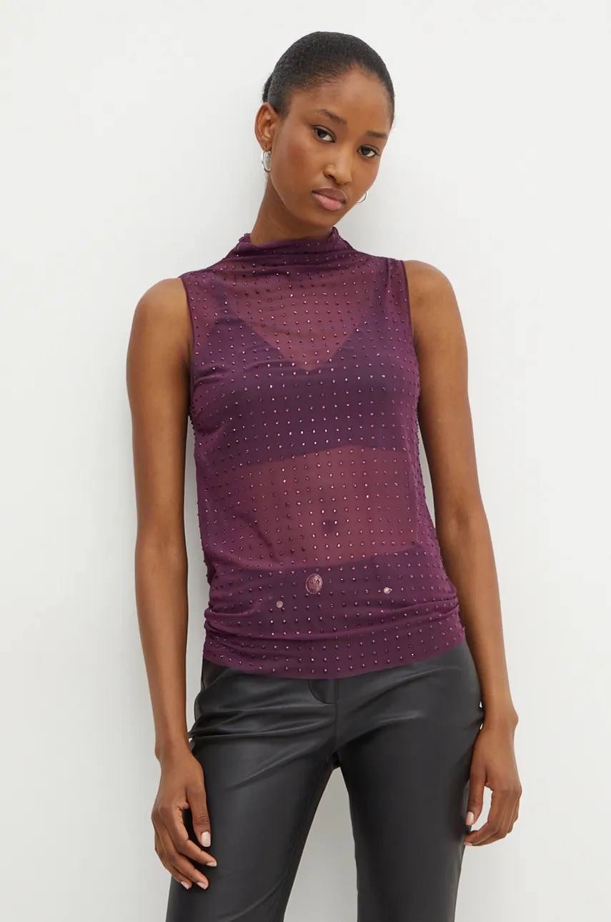 Levně Top Pinko fialová barva, s aplikací, 103913 A220