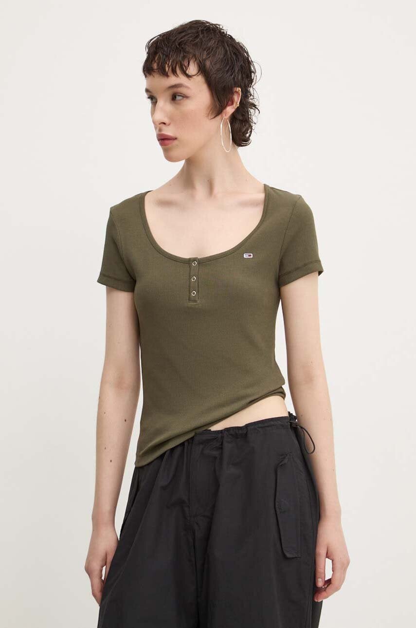 Tommy Jeans tricou culoarea verde, DW0DW18669