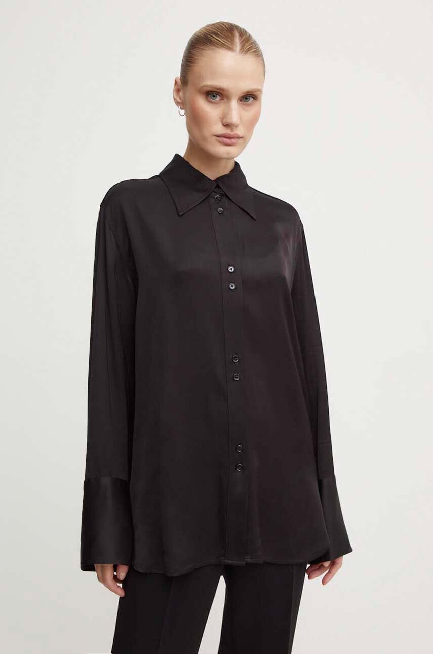 Day Birger et Mikkelsen camasa Felix - Fluid Viscose RD femei, culoarea negru, cu guler clasic, relaxed, DAY65243240