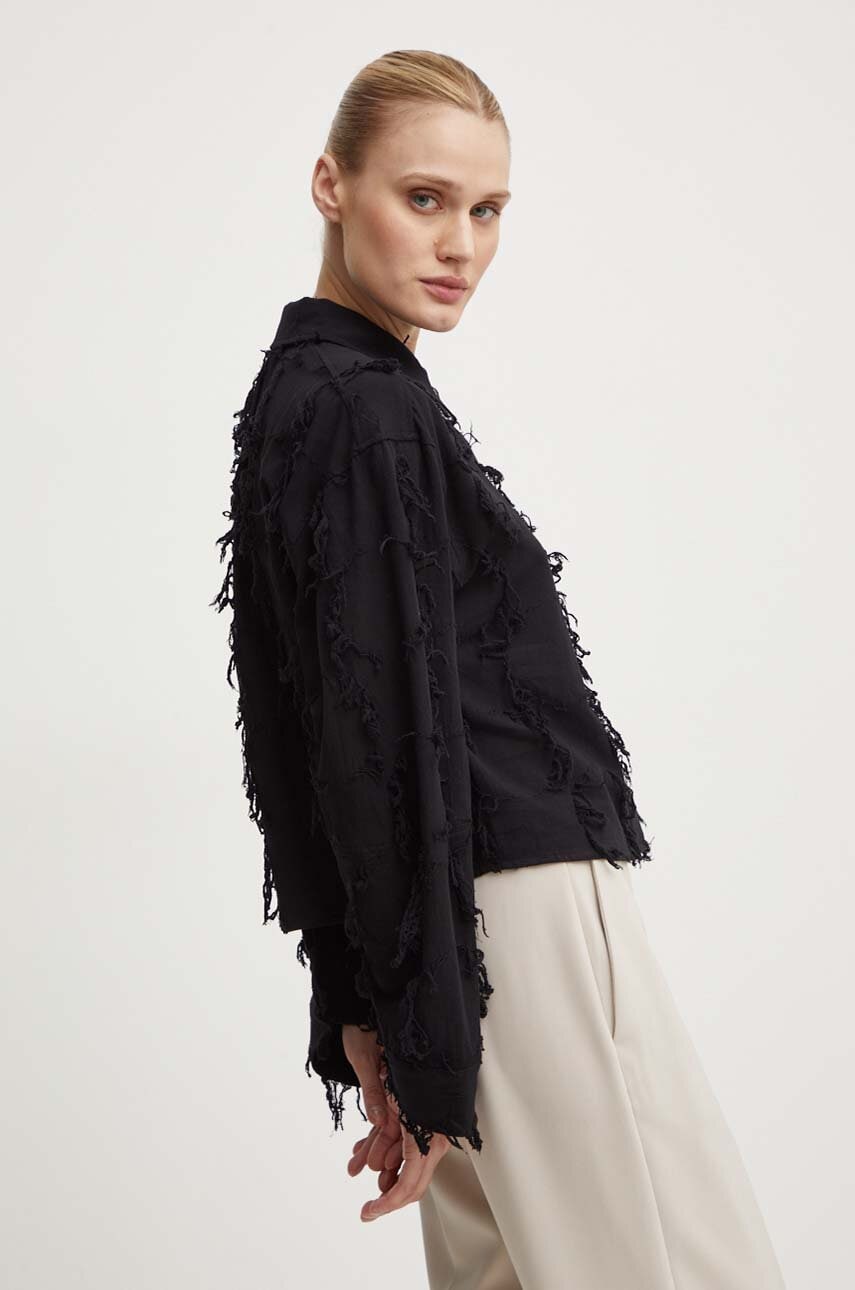 Day Birger et Mikkelsen camasa din bumbac Kenya - Organic Cotton Texture RD femei, culoarea negru, cu guler clasic, relaxed, DAY65243265