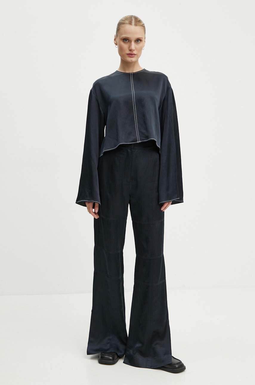 Μπλούζα με μείγμα από λινό Day Birger et Mikkelsen Becky - High Shine Blend RD χρώμα: ναυτικό μπλε, DAY65243309 φωτογραφία