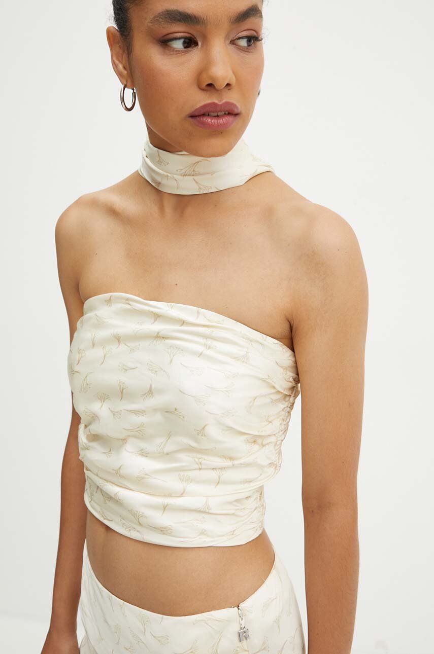 Rotate top Satin Crop Scarf Top culoarea bej, modelator, 1128432986