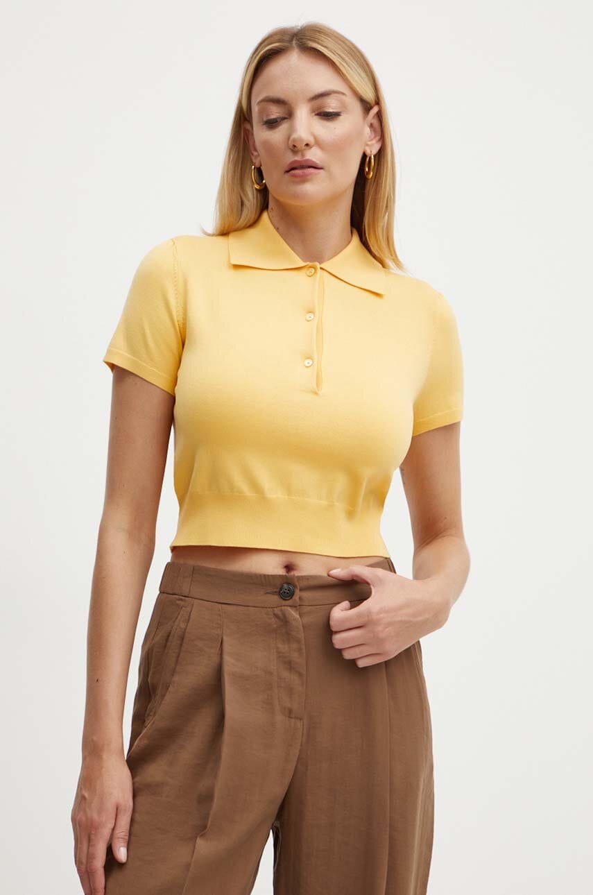 MAX&Co. tricou polo culoarea galben, 2426366051200 MAX&Co. tricou polo culoarea galben, 2426366051200