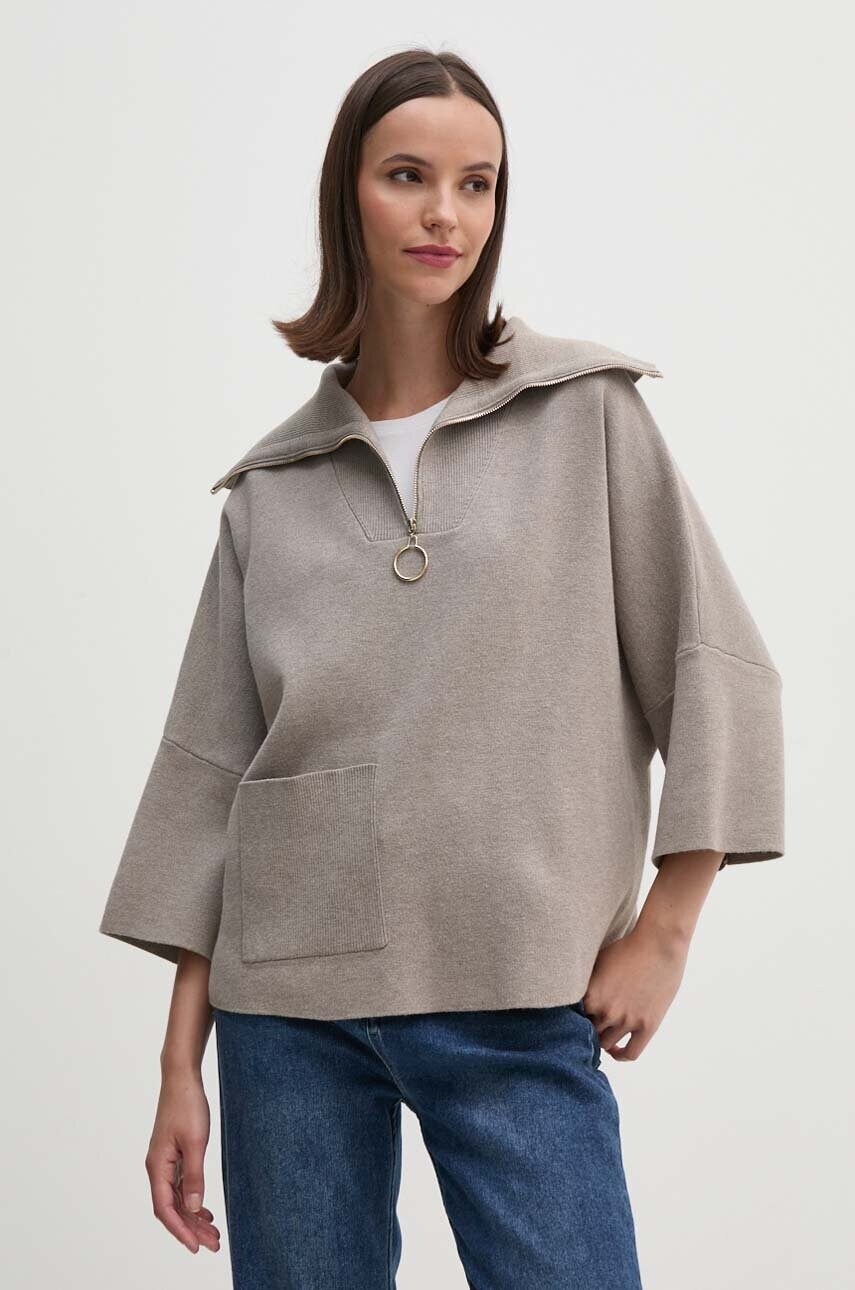 Joseph Ribkoff pulover femei, culoarea bej, light, cu guler, 243954