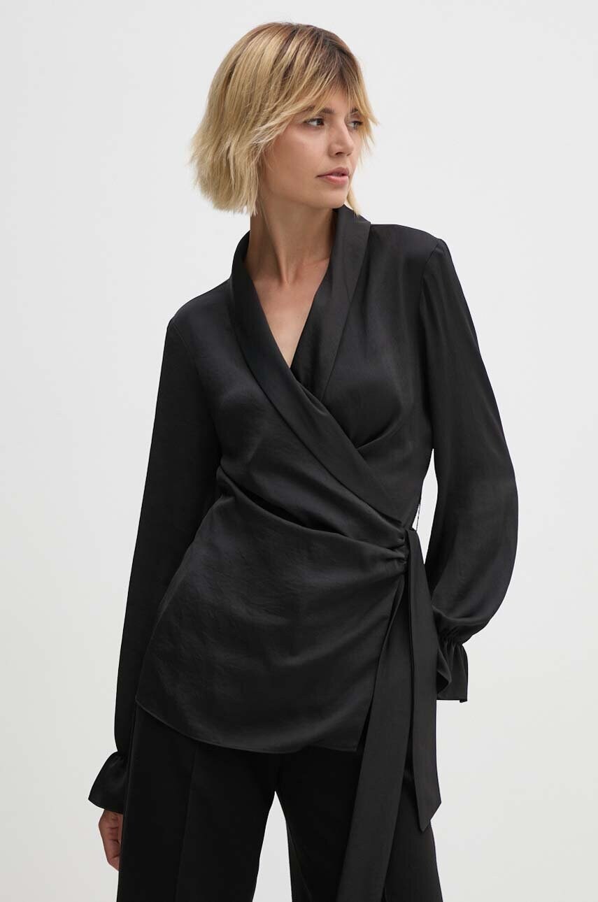 Joseph Ribkoff bluza femei, culoarea negru, neted, 243086
