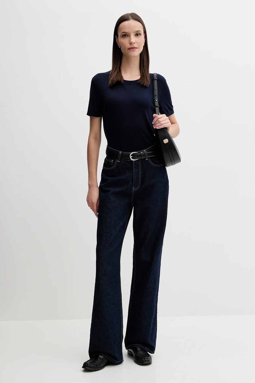 Футболка с шелком United Colors of Benetton цвет синий 1ZRED10BK