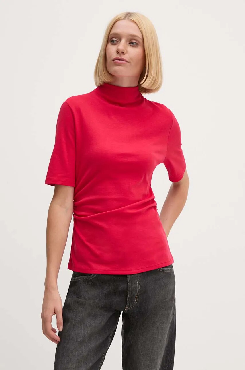 United Colors of Benetton bluza din bumbac femei, culoarea roz, neted, 3VAZD2012