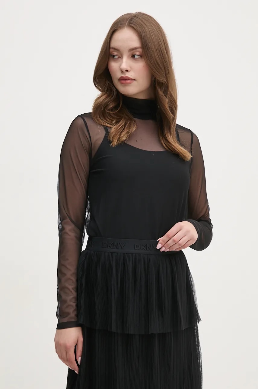 Dkny bluza femei, culoarea negru, neted, P4HH7XSF
