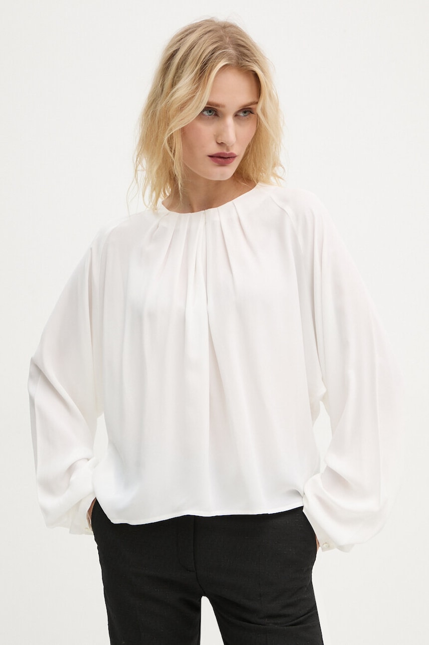 Drykorn bluza din amestec de matase culoarea alb, neted, 130048 87542 Drykorn bluza din amestec de matase culoarea alb, neted, 130048 87542
