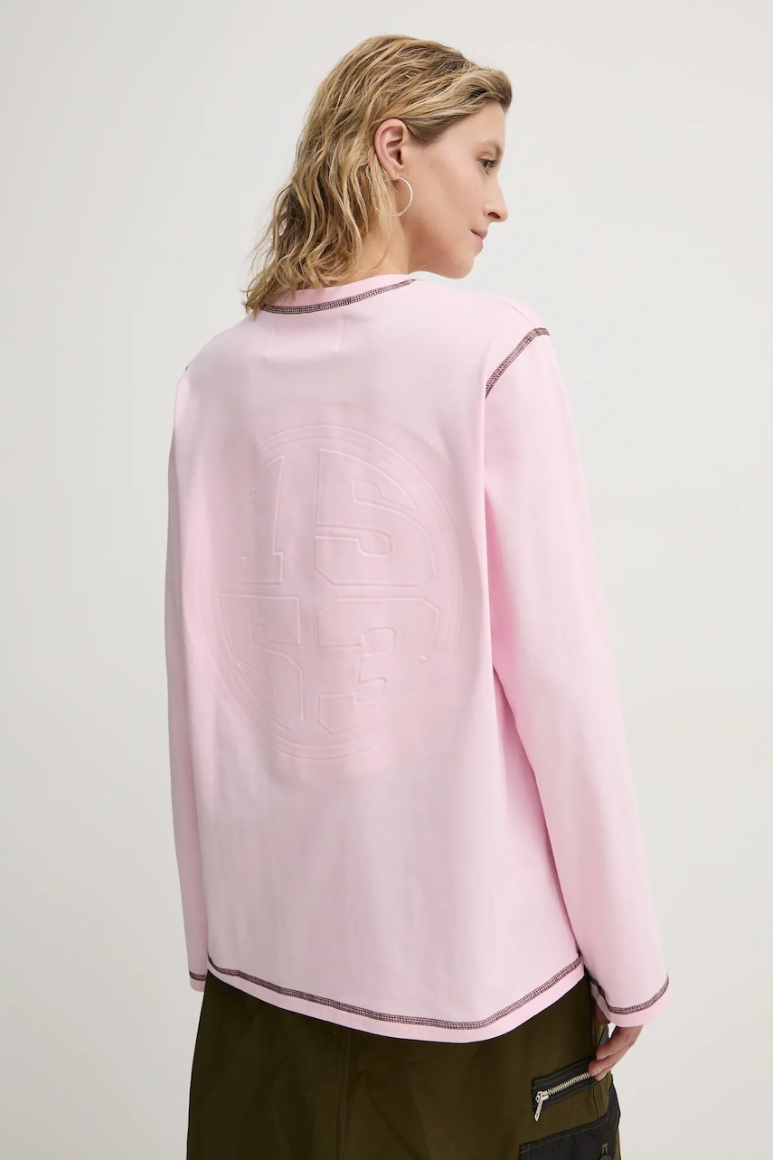 Résumé longsleeve din bumbac CamRS culoarea roz, 222301210