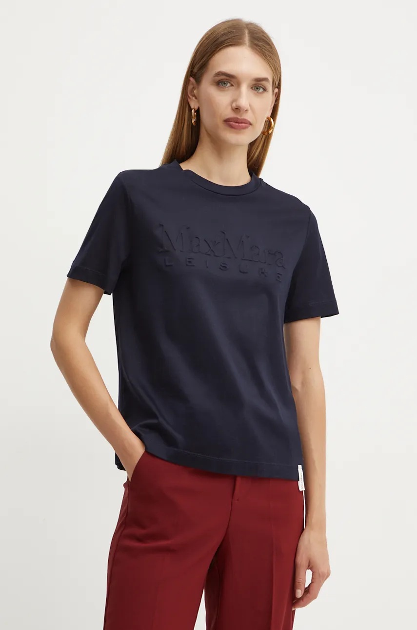 

Памучна тениска Max Mara Leisure в тъмносиньо 2426946038600, Тъмносин