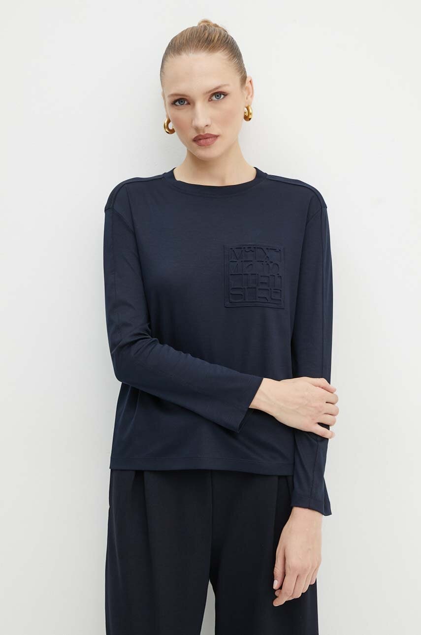 Max Mara Leisure Longsleeve Max Mara Leisure χρώμα: ναυτικό μπλε, 2426946088600