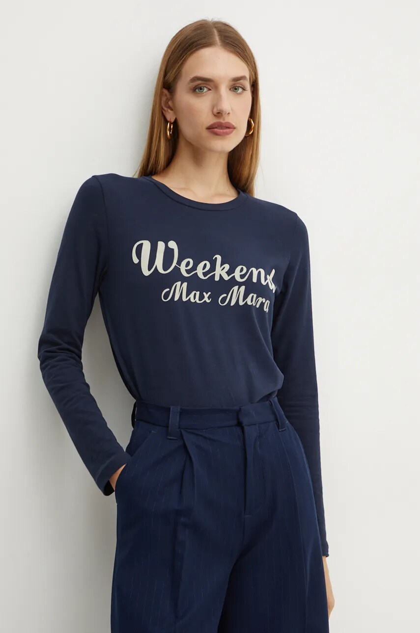 Weekend Max Mara longsleeve din bumbac culoarea albastru marin, 2425946022600