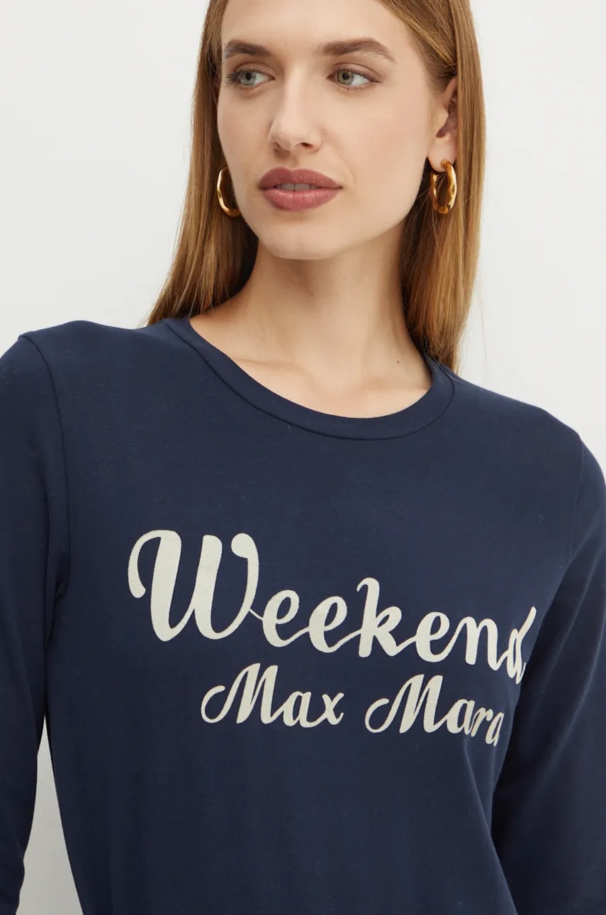 Бавовняний лонгслів Weekend Max Mara колір синій 2425946022600 