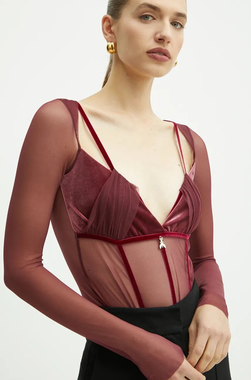 Levně Body Patrizia Pepe dámské, fialová barva, 2M4400 J230