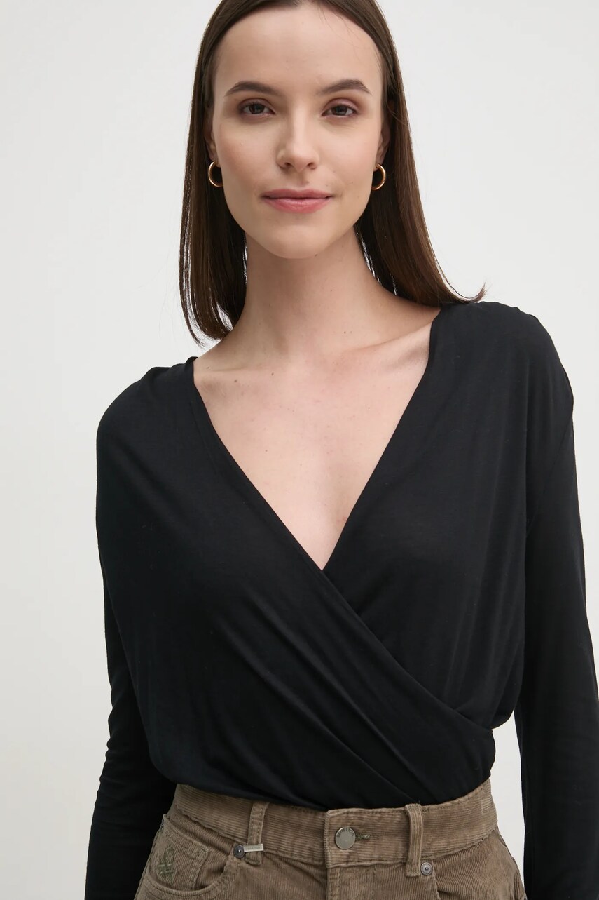 United Colors of Benetton bluză din cașmir culoarea negru, neted, 3R0KD401J
