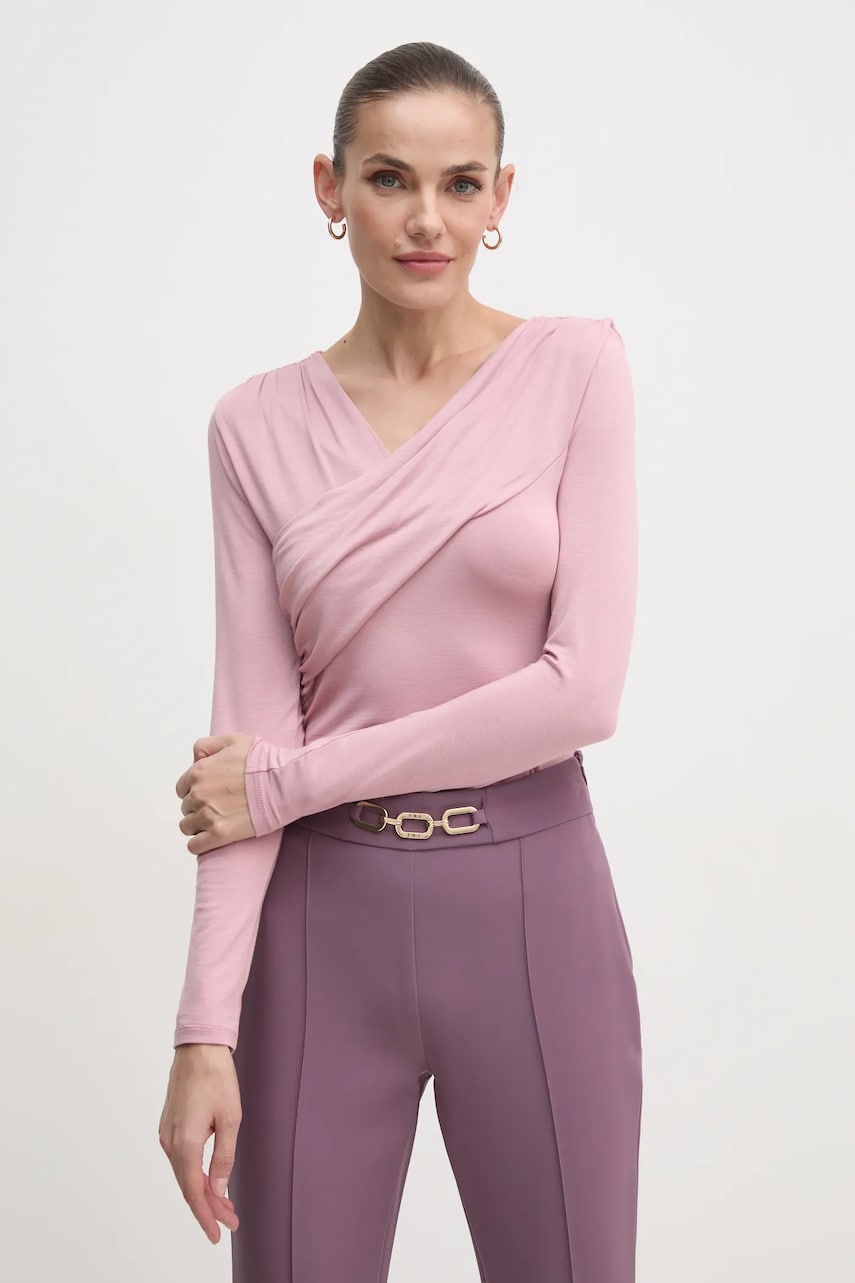 United Colors of Benetton longsleeve culoarea roz, 32AVD108I