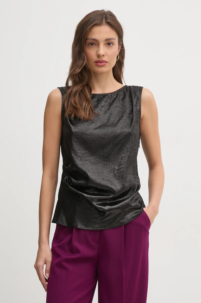 Levně Halenka United Colors of Benetton dámská, černá barva, hladká, 54I7DQ09X