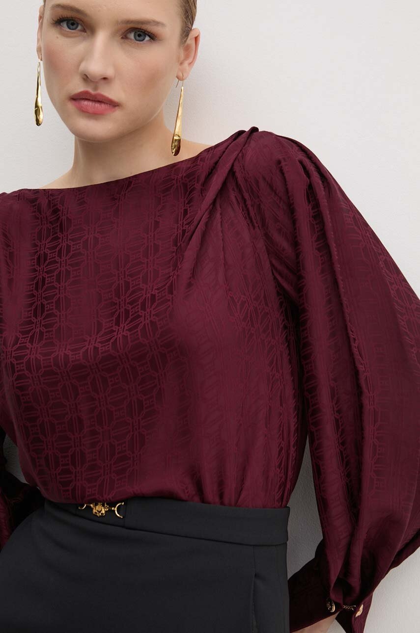 

Боди Elisabetta Franchi дамско в бордо с десен CB01047E2