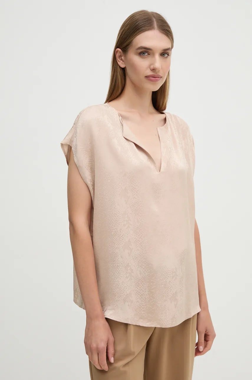 Sisley bluză femei, culoarea bej, modelator, 57U5LQ07Q Sisley bluză femei, culoarea bej, modelator, 57U5LQ07Q