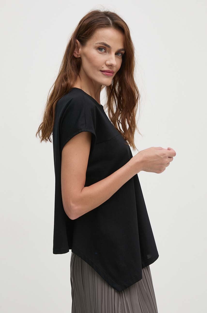 Sisley tricou din bumbac femei, culoarea negru, 3J5CL105U