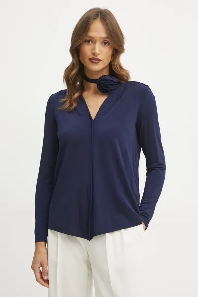 Marella bluza femei, culoarea albastru marin, neted, 2423946102200 Marella bluza femei, culoarea albastru marin, neted, 2423946102200