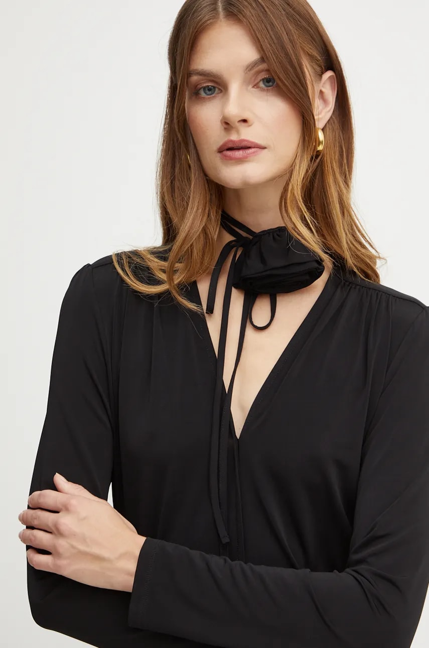 Marella bluza femei, culoarea negru, neted, 2423946102200 Marella bluza femei, culoarea negru, neted, 2423946102200