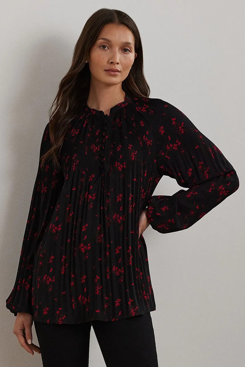 

Блуза Lauren Ralph Lauren в черно с десен 200951474, Черен