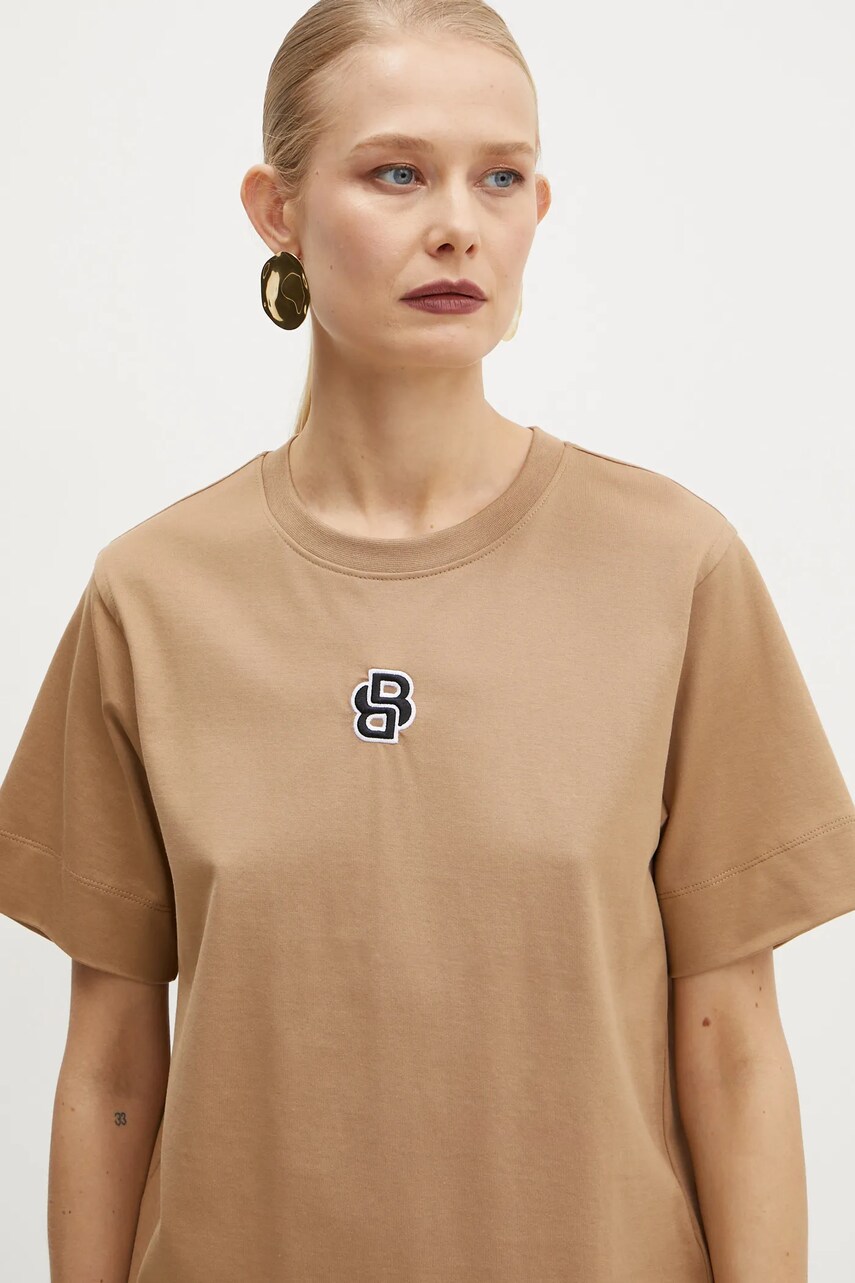 BOSS tricou din bumbac femei, culoarea bej, 50526205