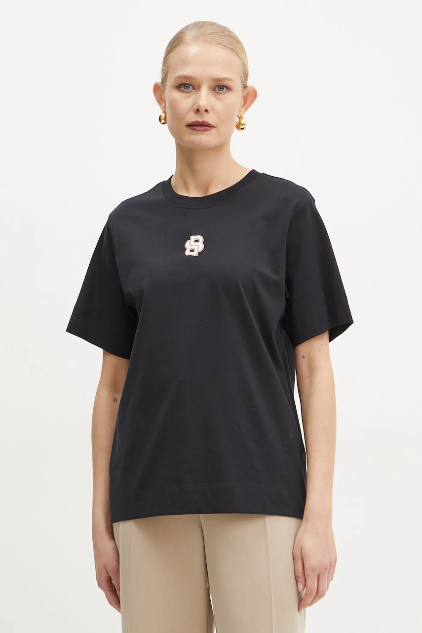 BOSS tricou din bumbac femei, culoarea bej, 50526205