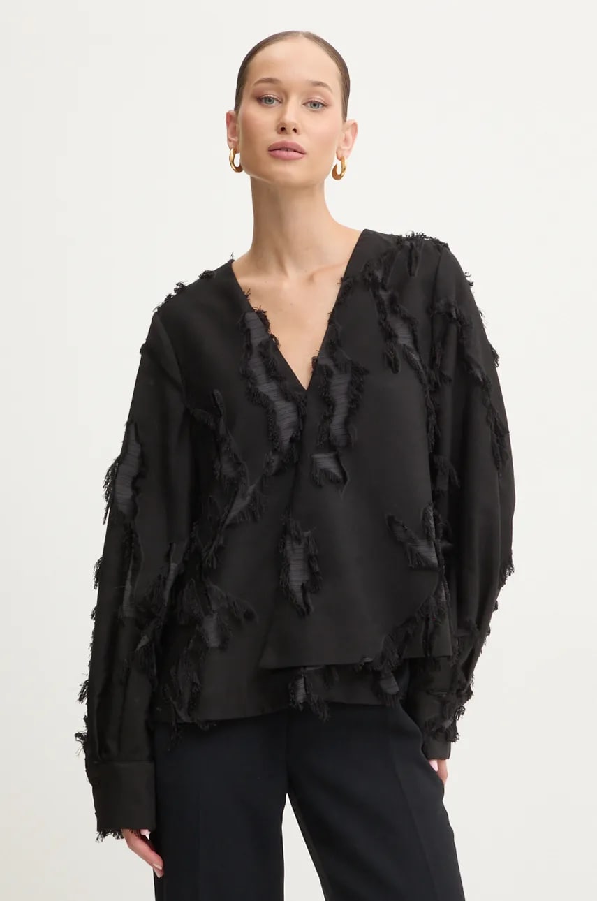 Stine Goya bluza femei, culoarea negru, cu imprimeu, T003-2253 Stine Goya bluza femei, culoarea negru, cu imprimeu, T003-2253