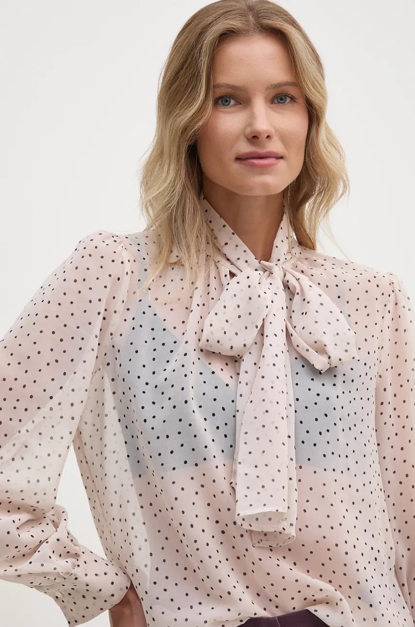 Sisley bluza femei, culoarea bej, modelator, 52UMLQ088 Sisley bluza femei, culoarea bej, modelator, 52UMLQ088