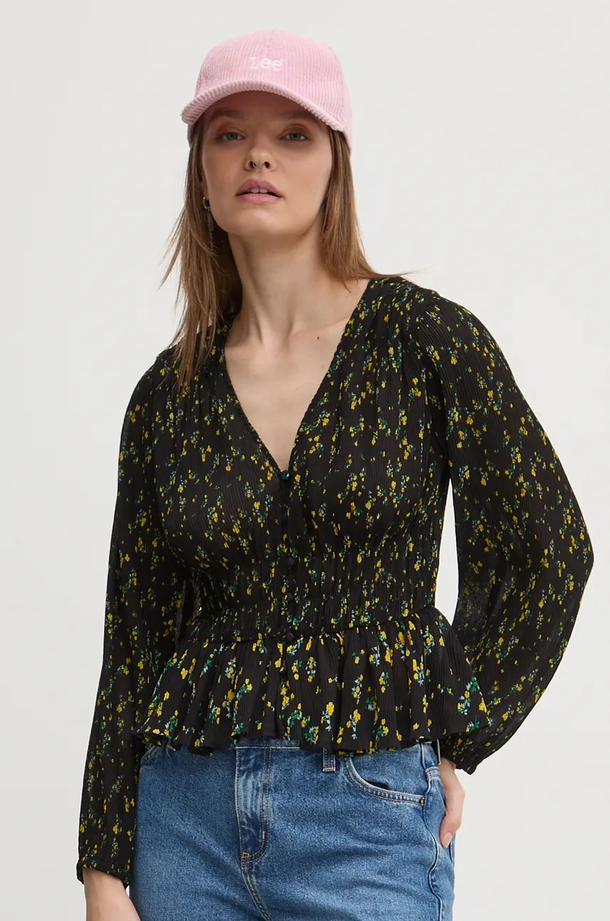 Desigual bluza OKAYAMA femei, culoarea negru, modelator, 24WWBW06 Desigual bluza OKAYAMA femei, culoarea negru, modelator, 24WWBW06