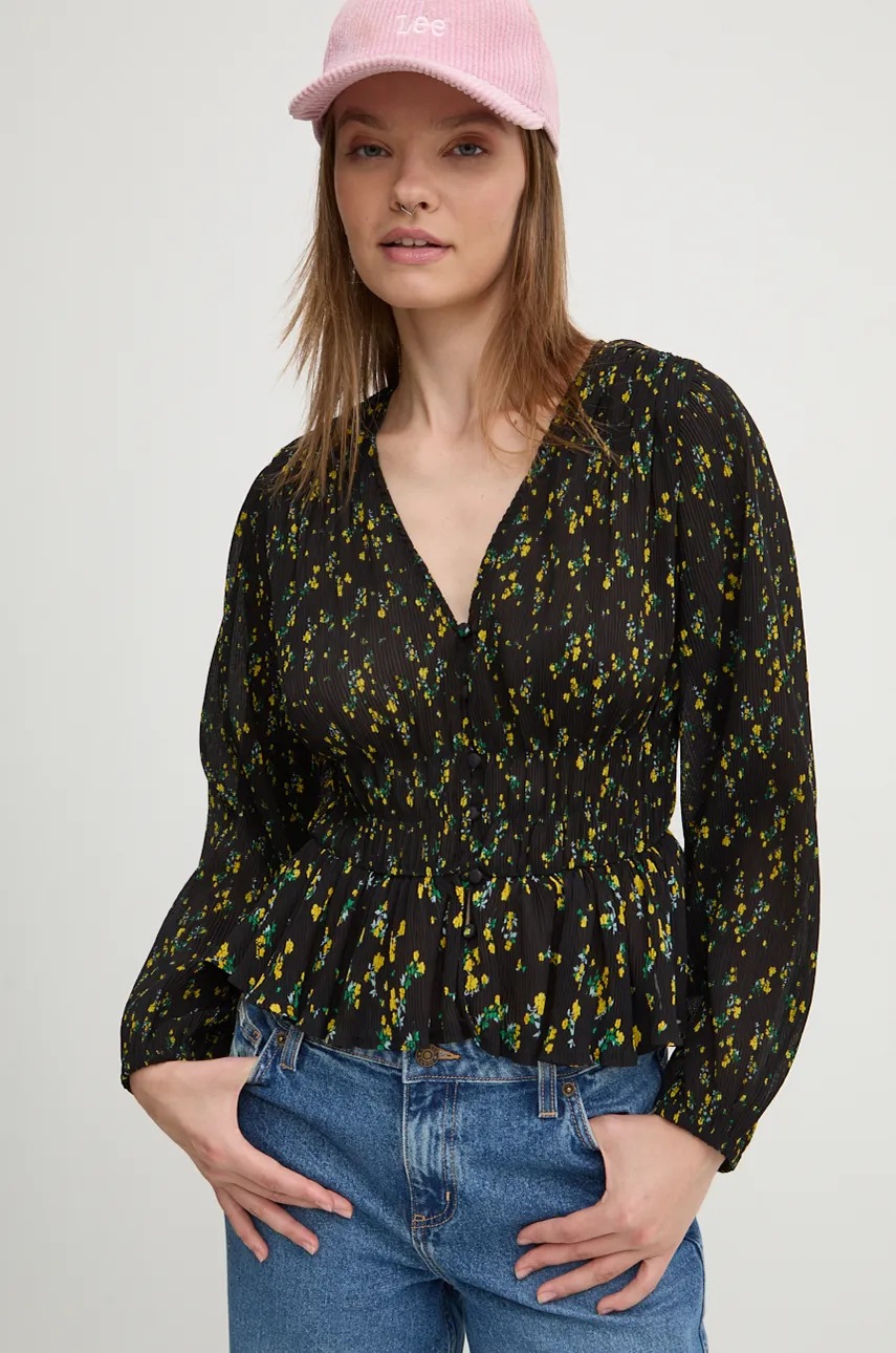 Μπλουζάκι Desigual OKAYAMA χρώμα: μαύρο, 24WWBW06 φωτογραφία