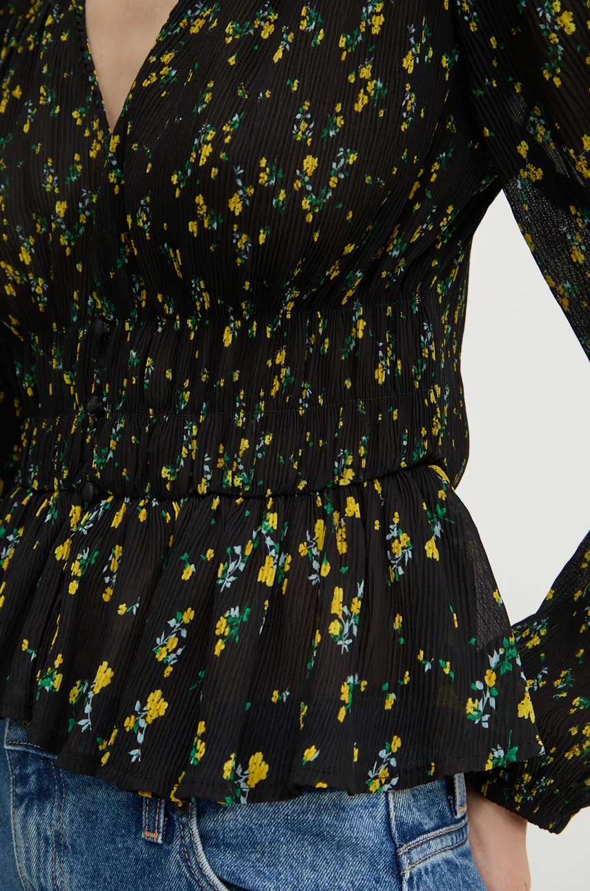 Μπλουζάκι Desigual OKAYAMA χρώμα: μαύρο, 24WWBW06 φωτογραφία