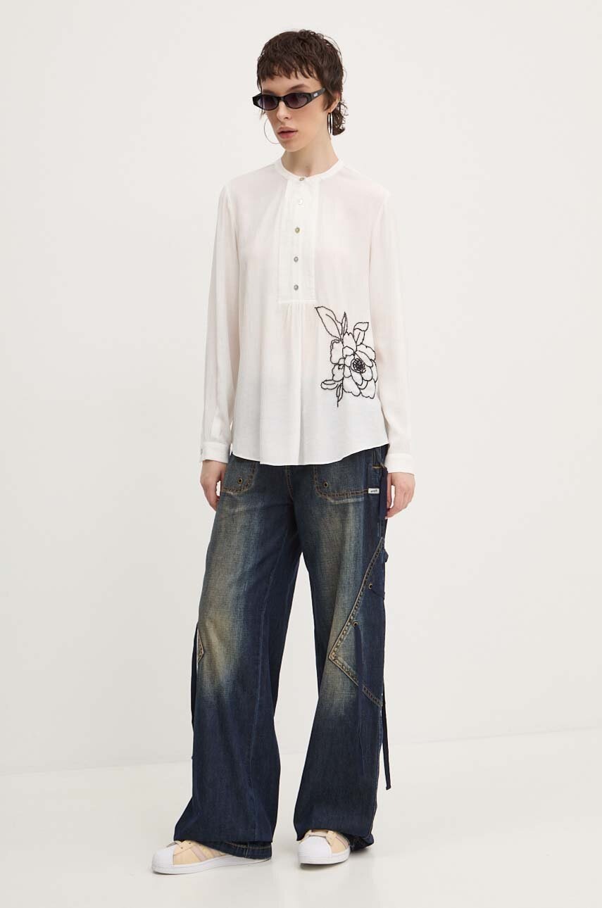 Μπλουζάκι Desigual NAGASAKI χρώμα: μπεζ, 24WWBW01 φωτογραφία