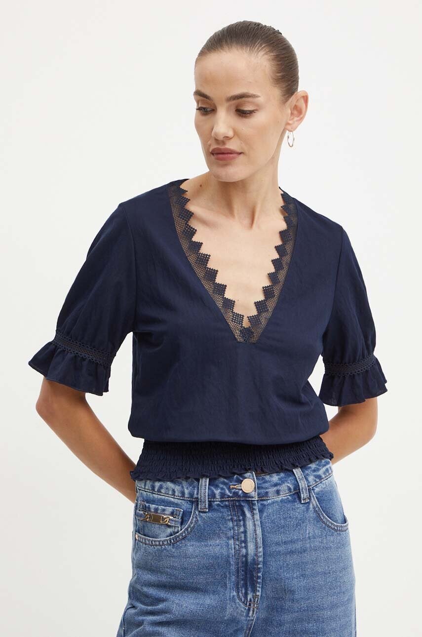 Morgan bluza DBLUE femei, culoarea albastru marin, neted, DBLUE