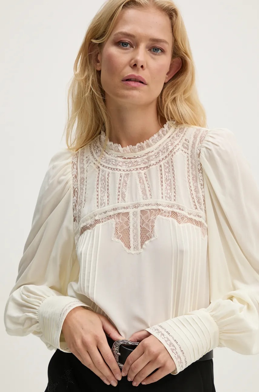 ZADIG&VOLTAIRE bluza de matase culoarea bej, neted, WWSH00585 ZADIG&VOLTAIRE bluza de matase culoarea bej, neted, WWSH00585