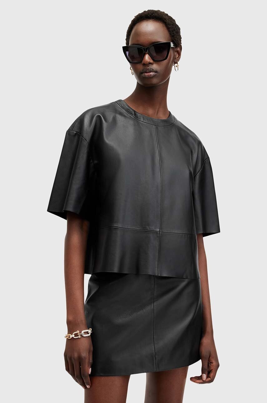 

Блуза AllSaints RENAI TEE в черно с изчистен дизайн W046PB, Черен